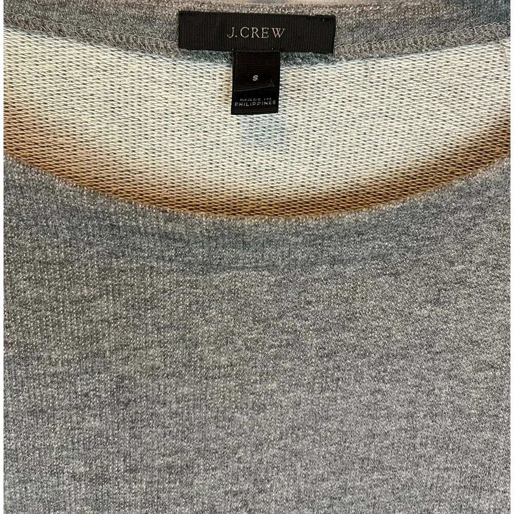 J. Crew Women's Pullover Sweatshirt w Ruffled Sleeve Size S NWOT Gray Black